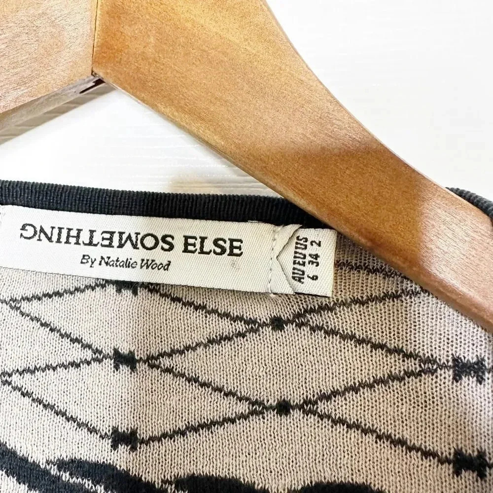 Something Else Black Cream Rope Print Open Front … - image 3